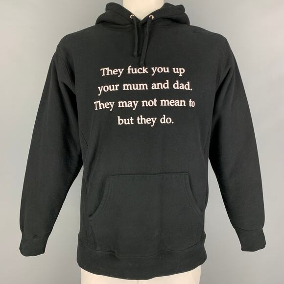 SUPREME Size XL Black White Graphic Hooded Sweatshirt - Picture 1 of 5